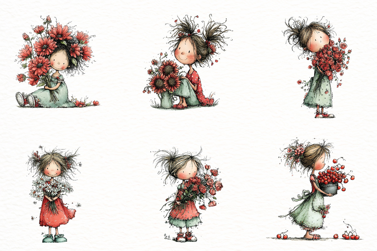 Whimsical summer girl Clipart, an Illustration by Designworld (Photo 4 of 6)