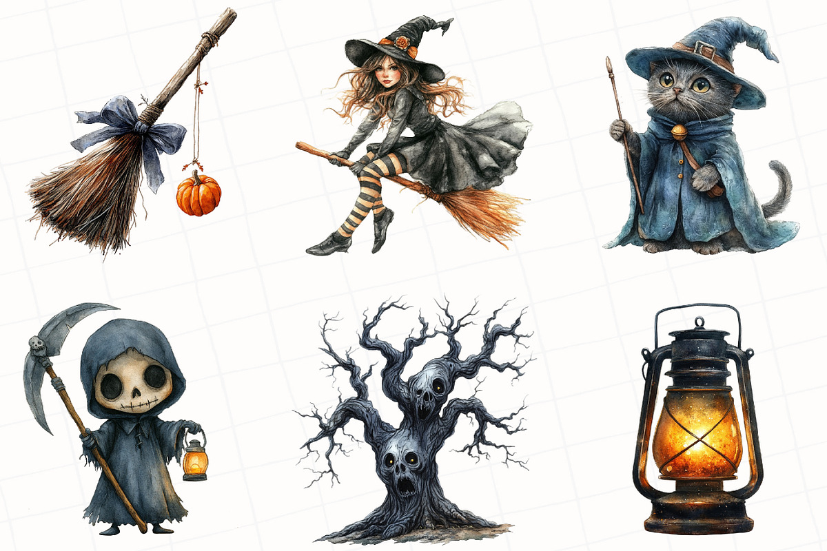 Watercolor Halloween Clipart Bundle, an Illustration by OK Design (Photo 4 of 5)