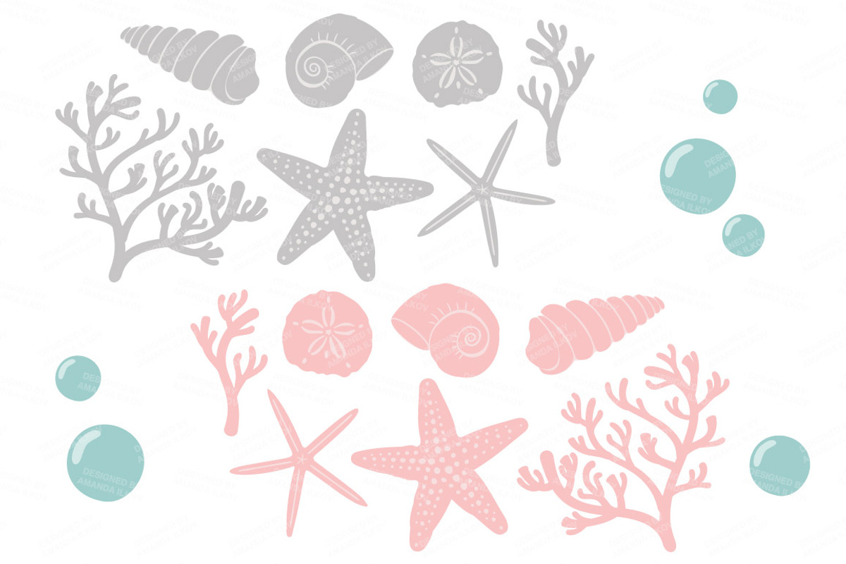 Pink & Grey Vector Seashells, an Illustration by Amanda Ilkov (Photo 5 of 5)