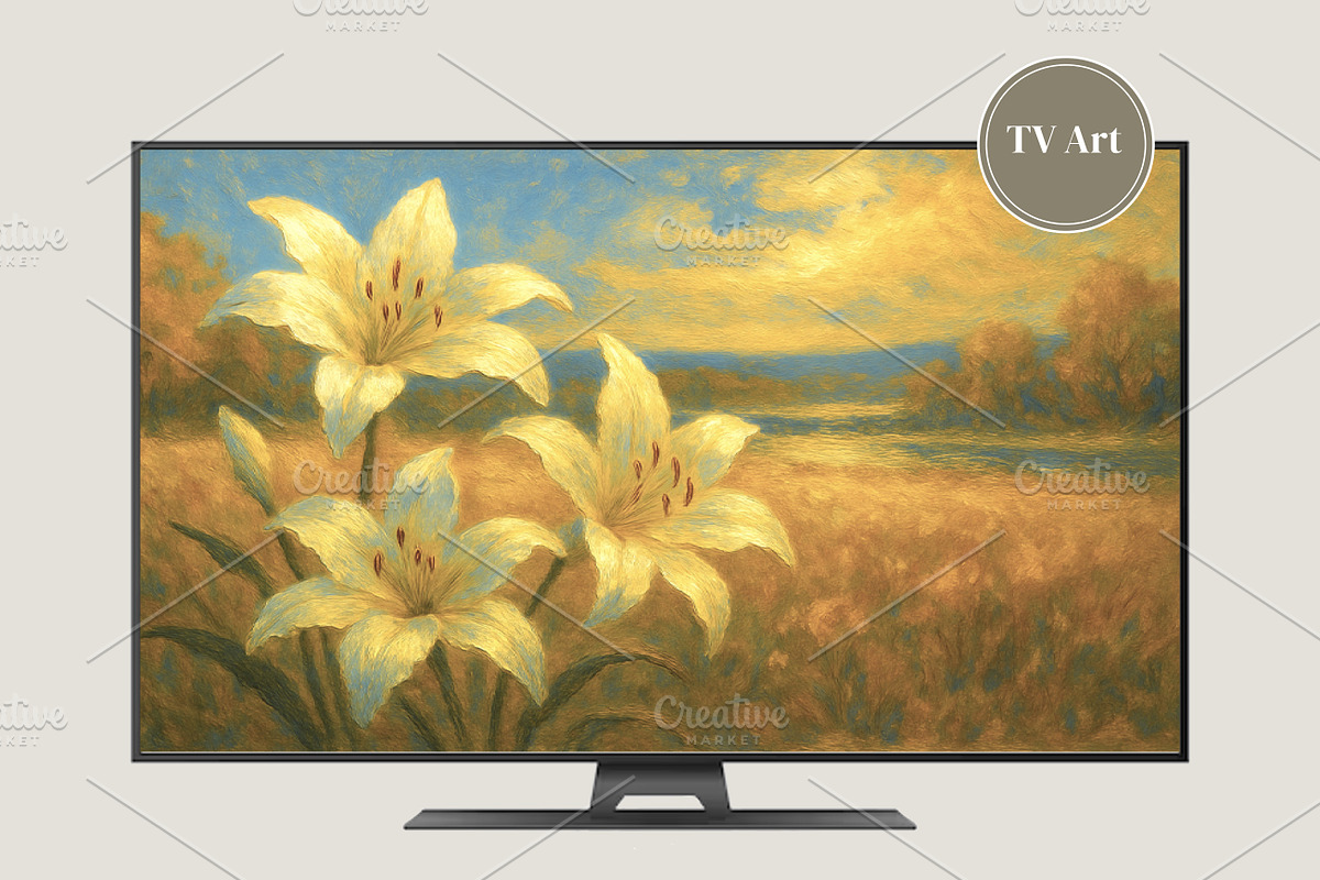 Golden Sunset Lily Painting, a Background Graphic by Floraphoria (Photo 6 of 10)
