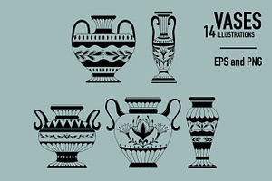 Vases. Graphic Clipart Patterns.