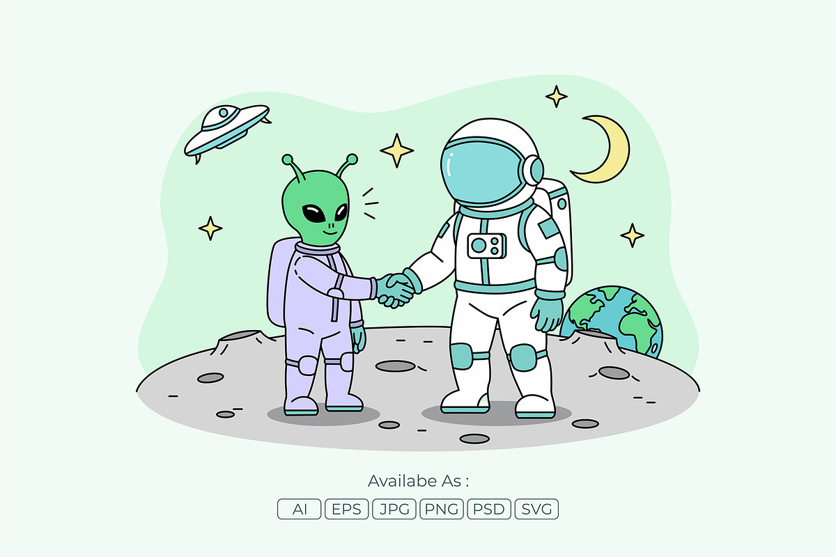 Human Alien Handshake in Space, an Object Illustration by Partikusi Design (Photo 2 of 3)