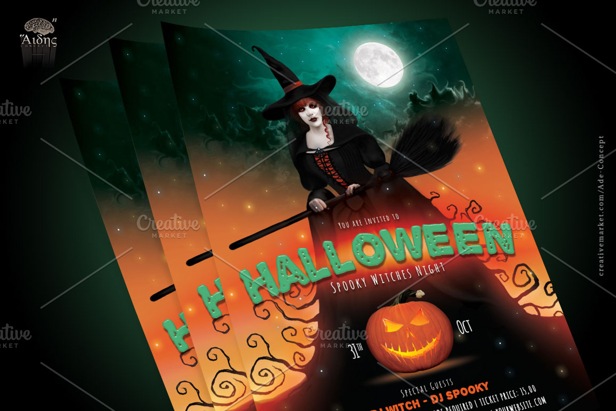 Halloween Witches Party Flyer, a Flyer Template by Ade Concept (Photo 2 of 5)