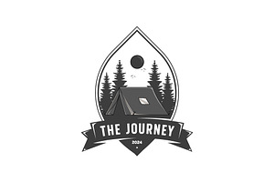 tent logo emblem in forest vector, a Branding & Logo Template by Pyruos ID