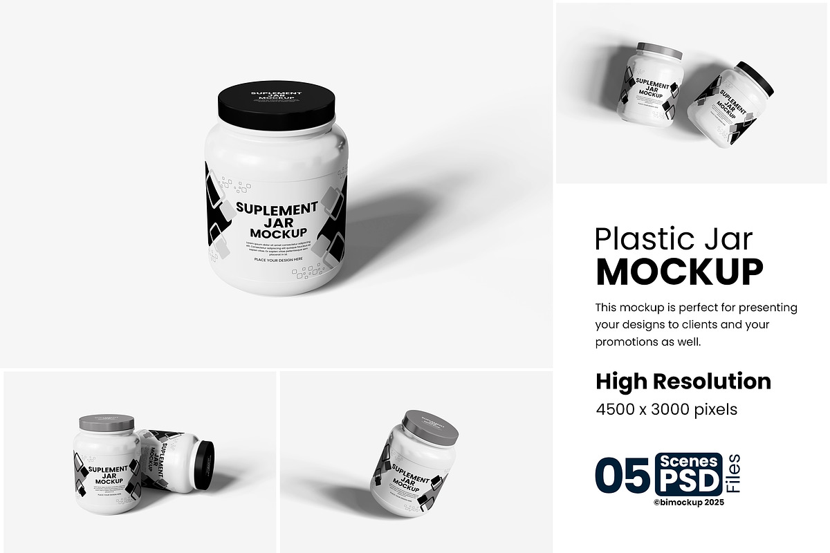 Supplement Jar Mockup, a Packaging Mockup by bimockup (Photo 1 of 6)