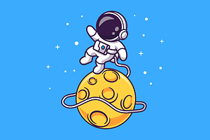 Cute Astronaut Floating on Space