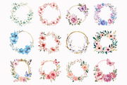 Watercolor Floral Frame Clipart, an Illustration by Design Market (Thumbnail 2 of 3)