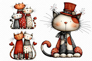 Whimsical Christmas Cats Watercolor, an Illustration by cherrydesign (Thumbnail 2 of 3)