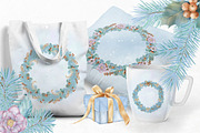 Christmas Wreath Clipart Winter Card, a Decorative Illustration by PawGraphic (Thumbnail 10 of 11)