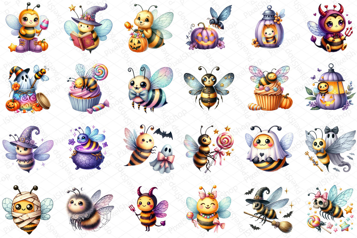 Watercolor Soft Purple Halloween Bee, an Illustration by DreamPrint404 (Photo 5 of 5)
