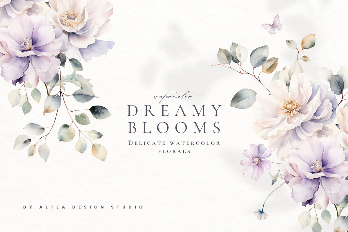 Dreamy Florals Watercolor Clipart, a Decorative Illustration by Altea Design Studio (Photo 1 of 19)