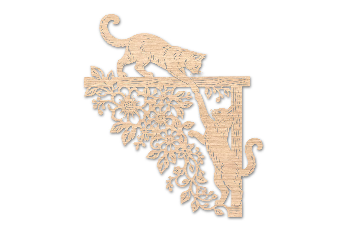 Cat Floral Laser Cut Wall Art, an Object Graphic by Rose Art (Photo 2 of 3)