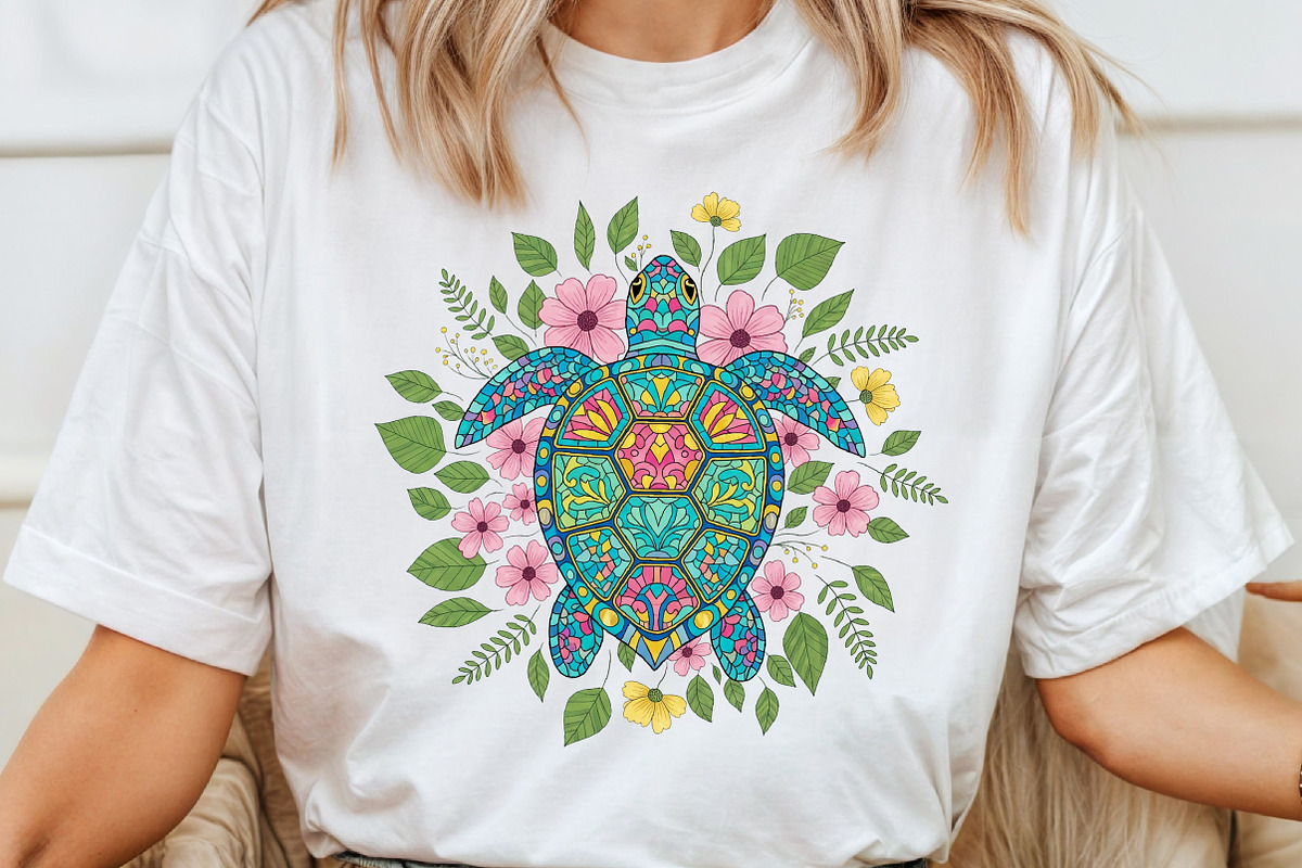 Summer Sea Turtle Floral Boho Flower, an Illustration by Craft Nest (Photo 3 of 7)