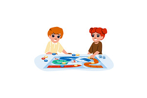 Children playing board game, having, a Sport Illustration by pikepicture