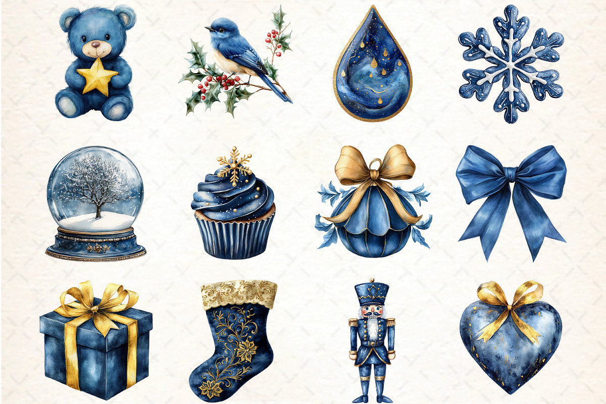 Navy Blue Christmas Clipart, an Illustration by DreamCafeArt (Photo 5 of 5)