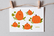 Happy pumpkins. Clipart and patterns, an Illustration by Baranovska (Thumbnail 5 of 7)
