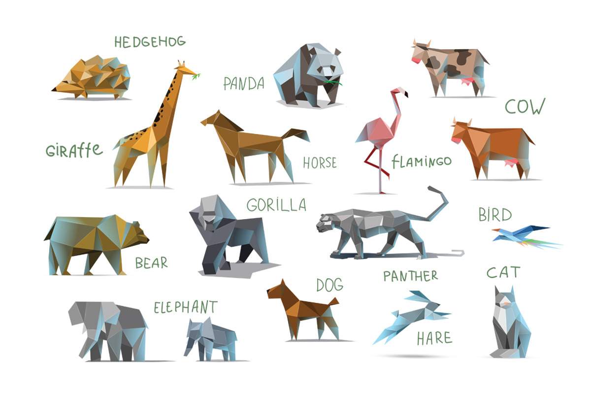 Set of vector polygonal animals, an Object Graphic by lemonoff (Photo 2 of 7)