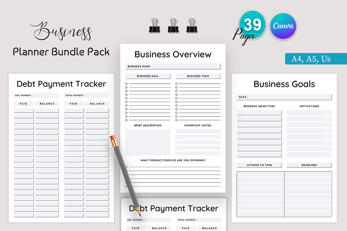 Canva Business Planner Bundle Pack, a Stationery Template by Design Zone (Photo 1 of 8)
