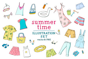 Summertime illustration set