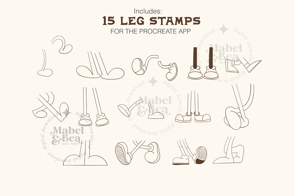 Retro Character Creator Brush Set, a Brush Add-On by Mabel & Bea (Photo 3 of 9)