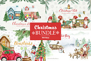 Watercolor Christmas bundle, an Illustration by JuliaBadeeva (Thumbnail 1 of 29)