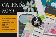 Wall Calendar 2027 - 6 Design Styles, a Stationery Template by Peacock_design (Thumbnail 1 of 7)