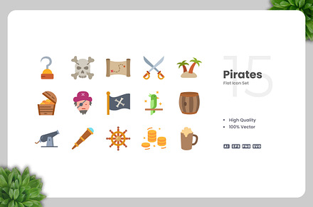 Pirates Flat Icons, an Icon by Upnowgraphic