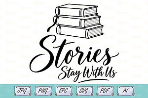 Stories Stay With Us Book Line Art