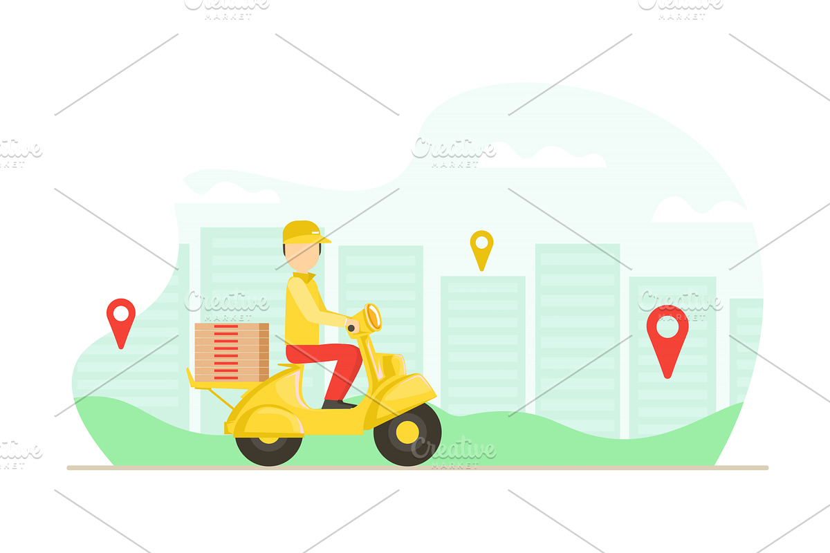Pizza Express Delivery Service, a Transportation Illustration by TopVectors