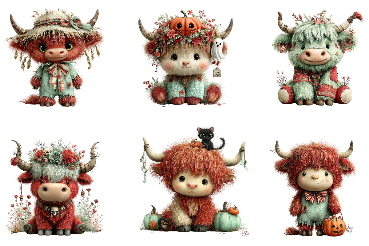 Spooky Highland Cow Bundle, a Seasonal Illustration by CreationArt (Photo 3 of 5)