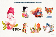 Mom with Flowers Watercolor Clipart, an Illustration by Mia Digital (Thumbnail 3 of 8)