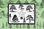 Pine Trees Procreate Stamps, a Brush Add-On by Dervik Art Store (Thumbnail 1 of 5)