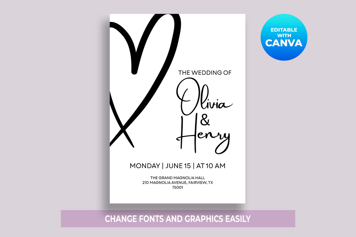 Minimalist Wedding Invitation Canva, an Invitation Template by M9 Design (Photo 2 of 5)