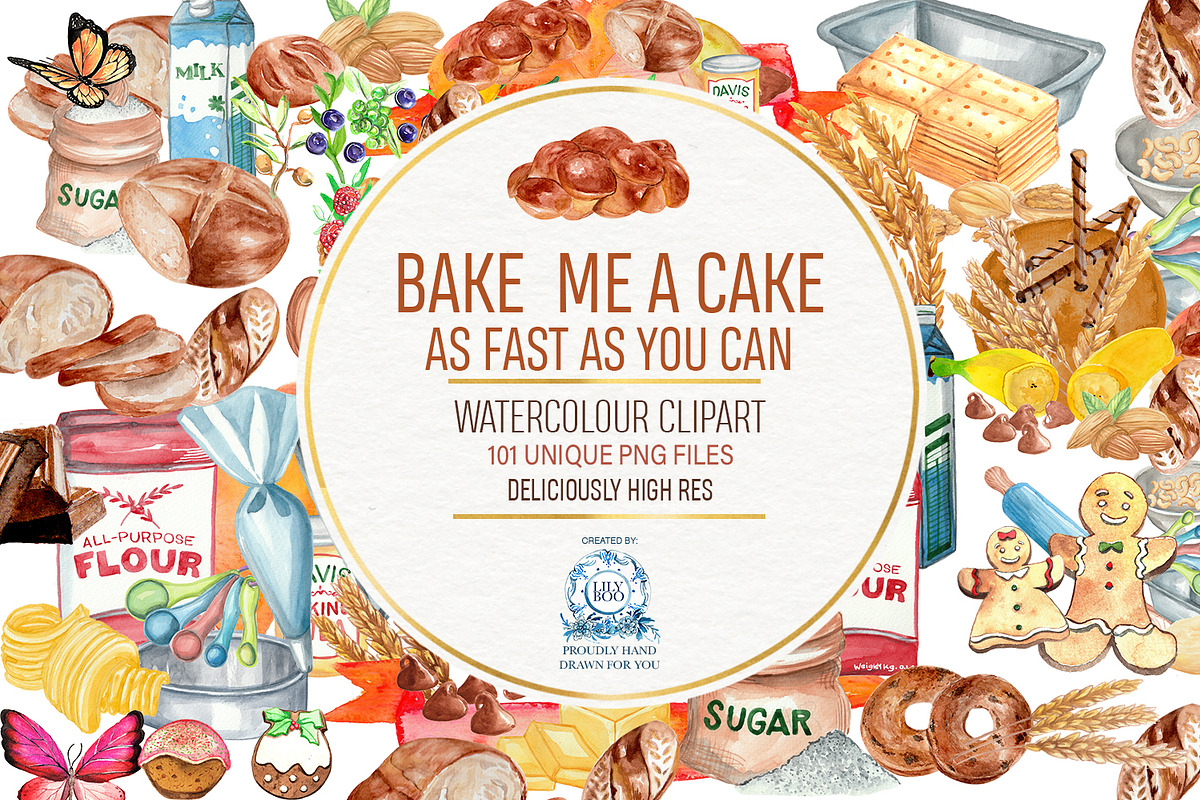 101 Baking Items Watercolor Clipart, an Illustration by LilyBoo Clipart (Photo 1 of 4)