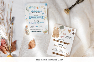Boho Baby Shower Invitation Template, a Card Template by Snapybiz
