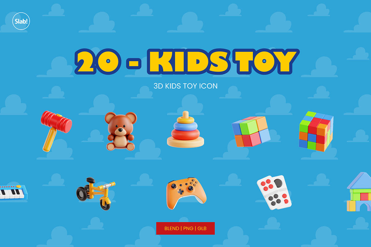 Kids Toy 3D Icon Pack, an Object 3D Model by SLAB! Design (Photo 1 of 4)