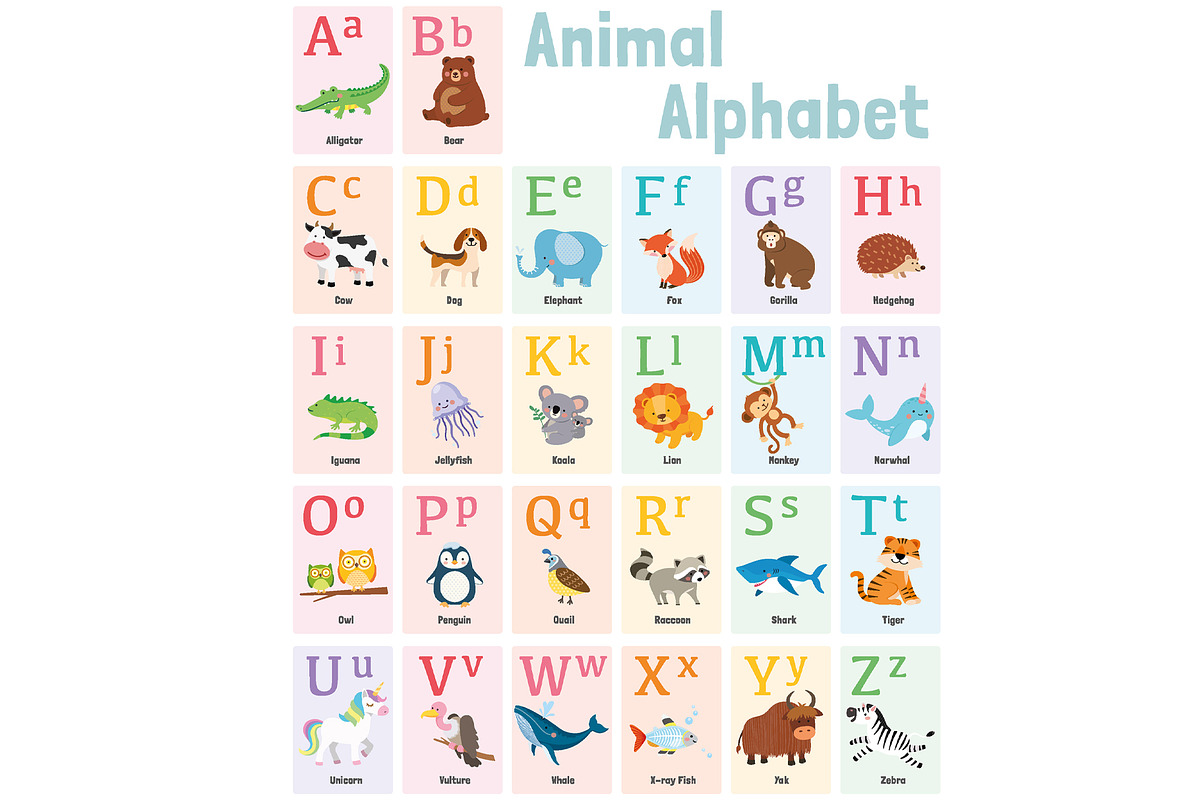 Cute Animal Alphabet Illustration, an Animal Illustration by GennyOnThePaper (Photo 1 of 3)