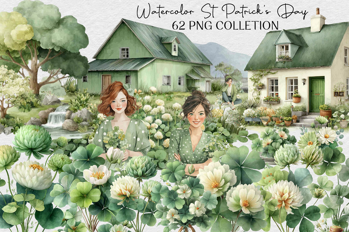Watercolor St Patrick’s Day Clipart, an Illustration by DreamCafeArt (Photo 1 of 6)