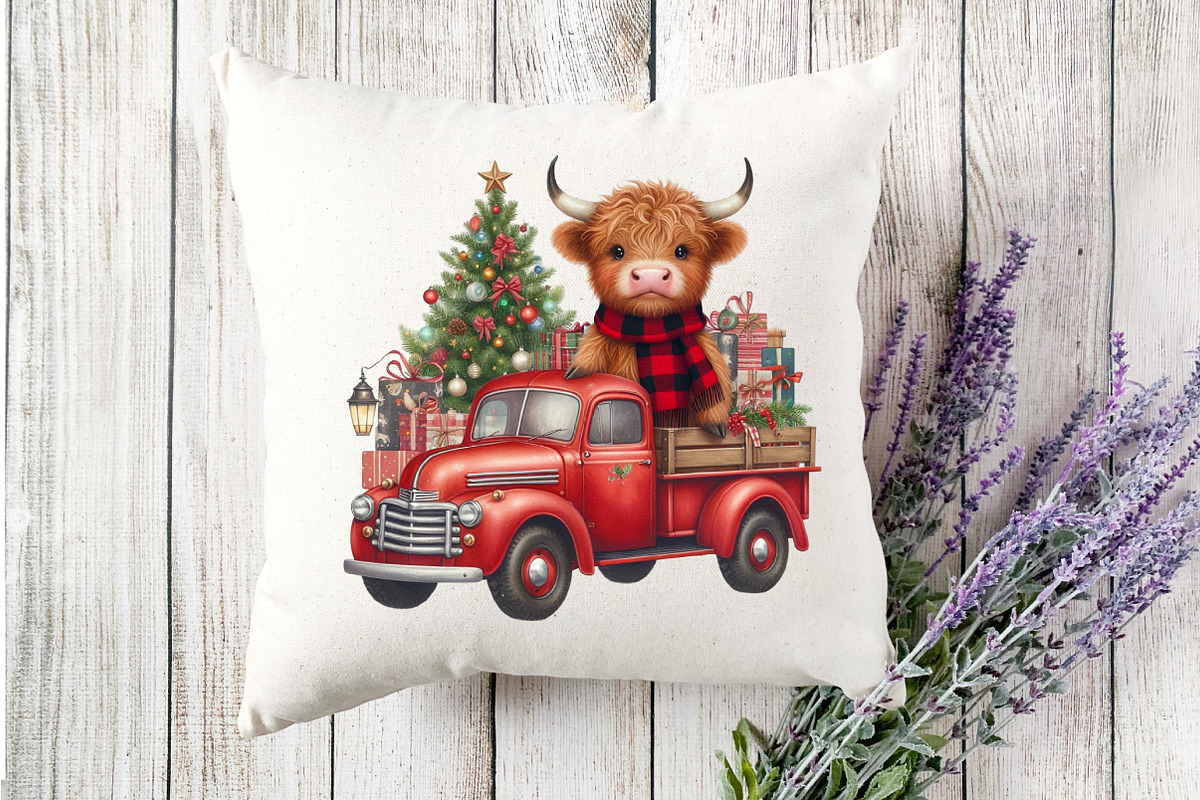 Christmas Highland Cow PNG, an Illustration by Designking (Photo 3 of 4)