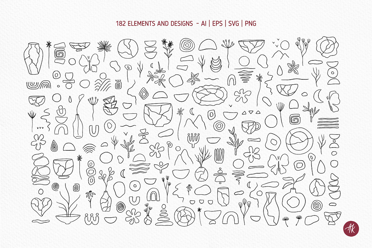 Ikigai Mindful Line Art Set, an Object Illustration by Alena Koval (Photo 2 of 16)
