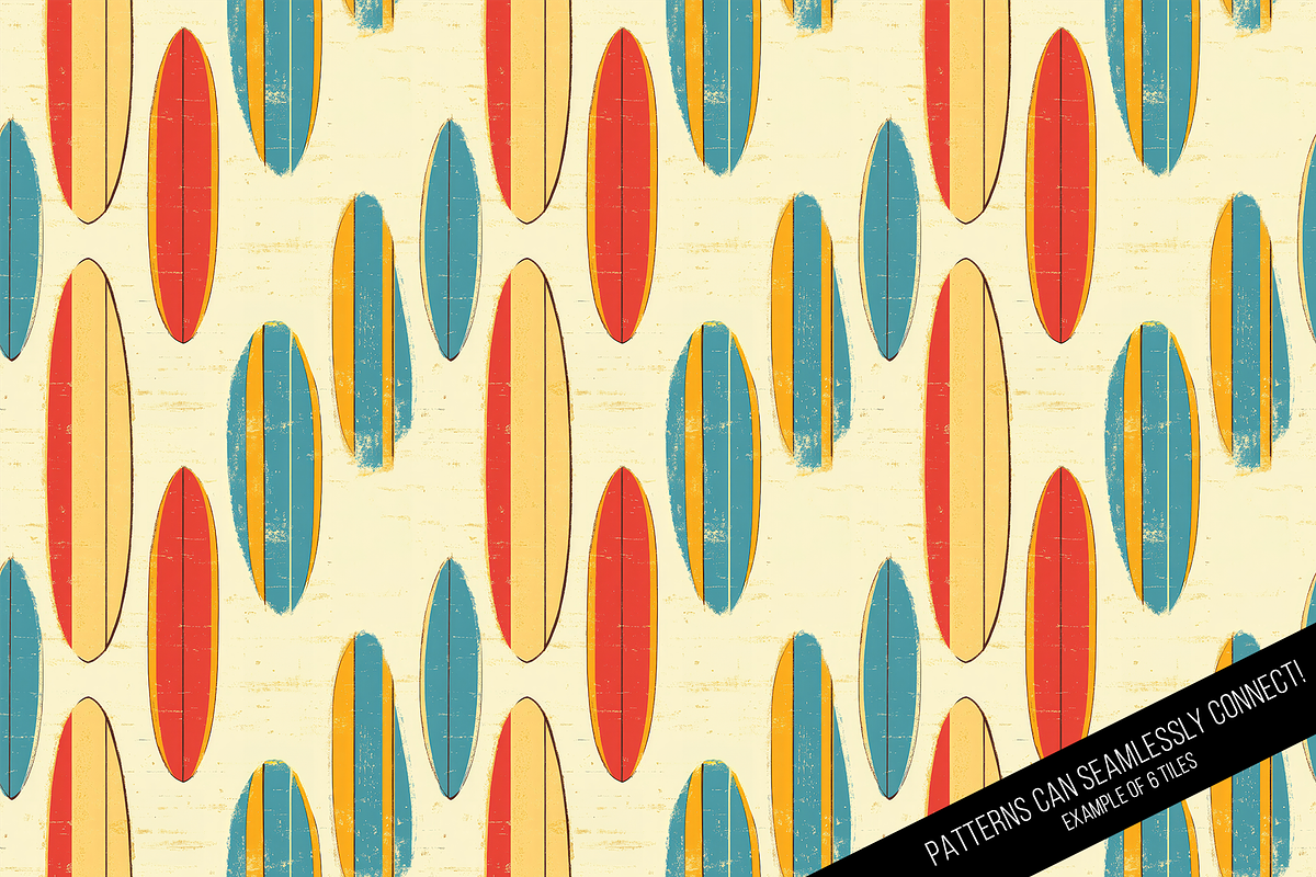 Retro Surfing Seamless Digital Paper, a Pattern Graphic by Chromolume Studio (Photo 12 of 15)