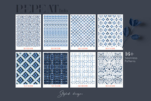 Indigo Collection, 16 Patterns Sets