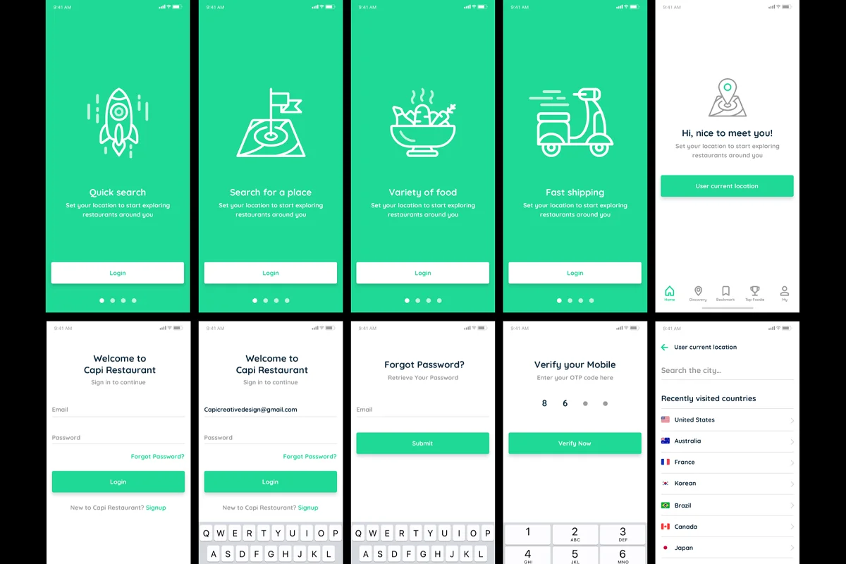 Capi Restaurant UI Kit iOS iphone X, an App Template by Capi Product (Photo 8 of 8)