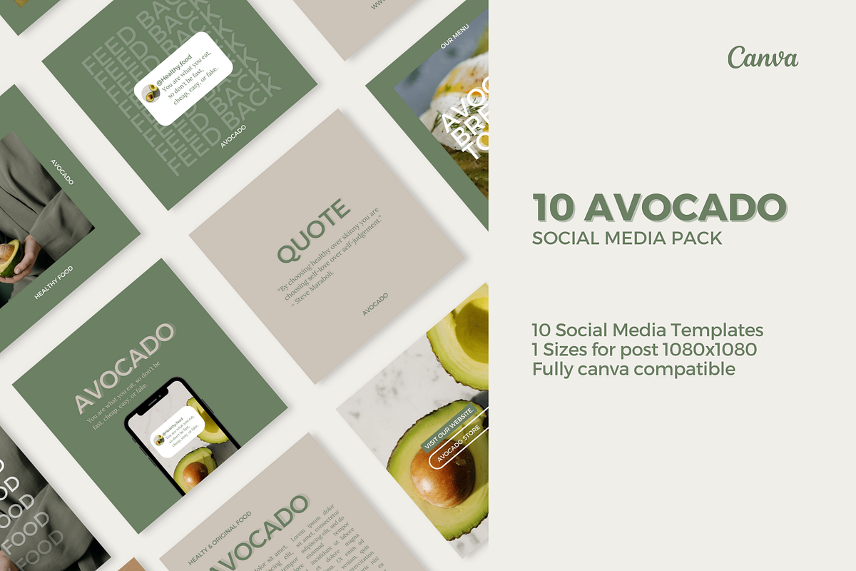 Avocado Canva Template, a Social Media Template by Moodwave Studio (Photo 7 of 10)
