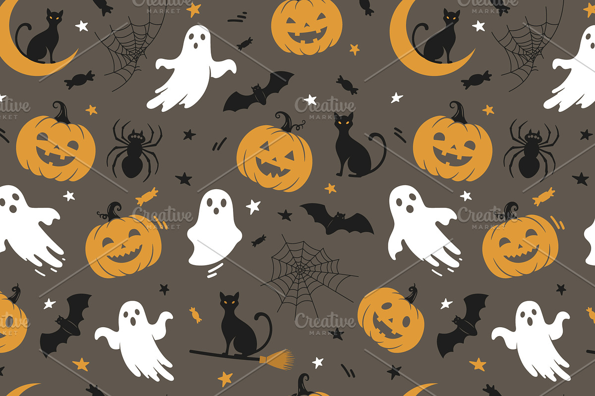 Spooky Halloween seamless pattern, a Pattern Graphic by Yayasya (Photo 3 of 3)
