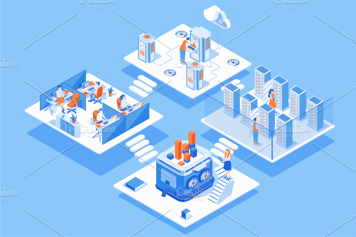 Isometric Office Illustrations Pack, a Work Illustration by alexdndz