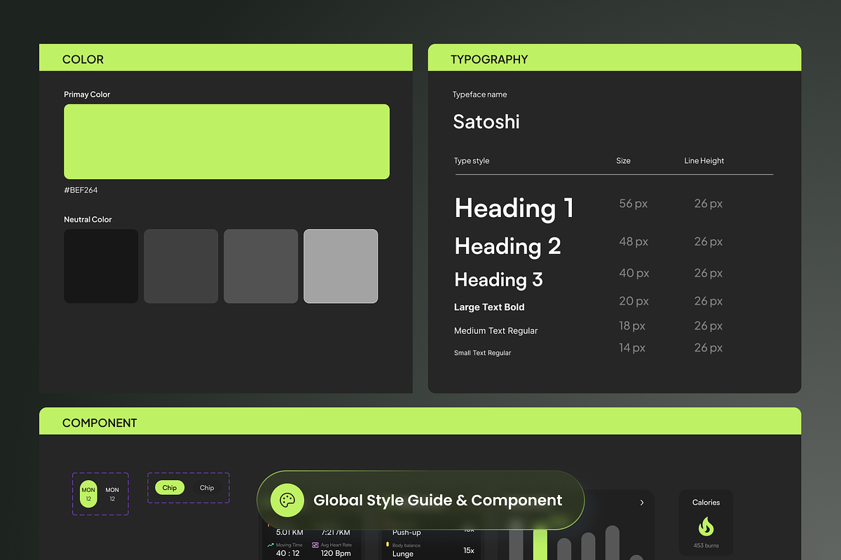 Fitness Health Tracker Mobile App UI, an UI Kit Template by SLAB! Design (Photo 4 of 4)