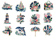 Preppy Coastal Summer Clipart, a Seasonal Illustration by Dream Creation (Thumbnail 3 of 8)