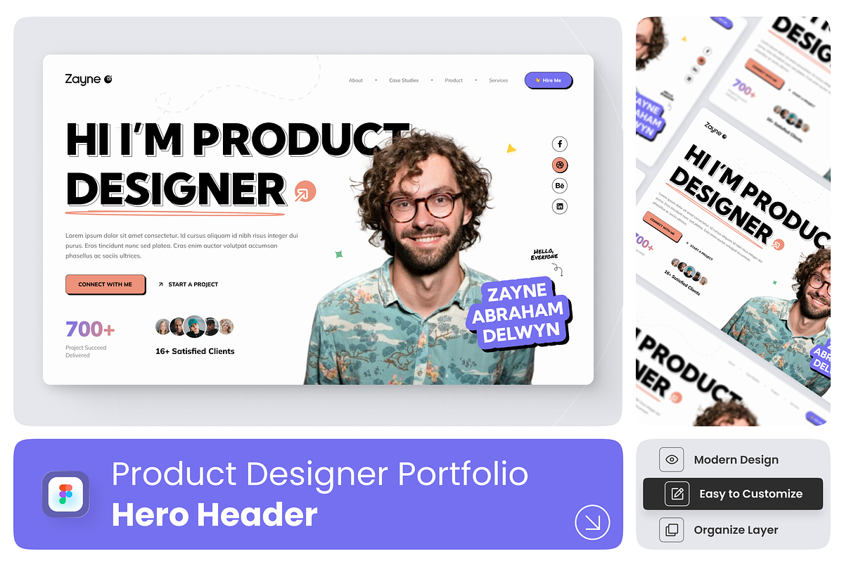 Designer Portfolio Hero Section, an UI Kit Template by Annora Studio (Photo 1 of 4)