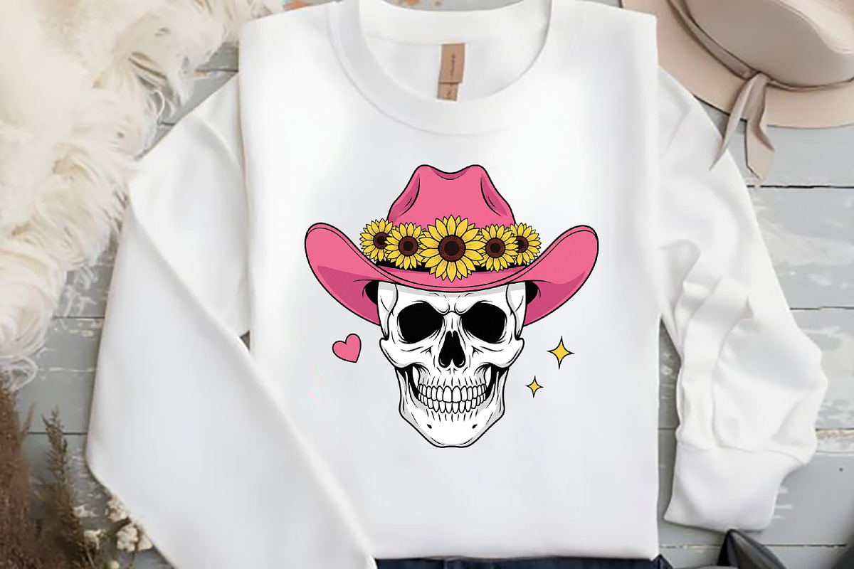 Pink Cowgirl Skull PNG, an Illustration by Black Bird Studio (Photo 4 of 4)